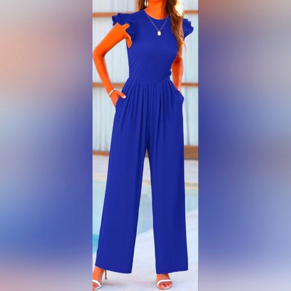 NEW ELEGANT ROYAL BLUE JUMPSUIT. NWT - Picture 4 of 5